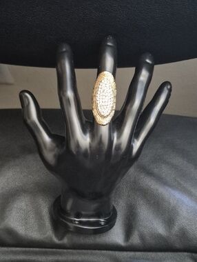 Gold Crystal Oval Statement Ring - Women Jewelry